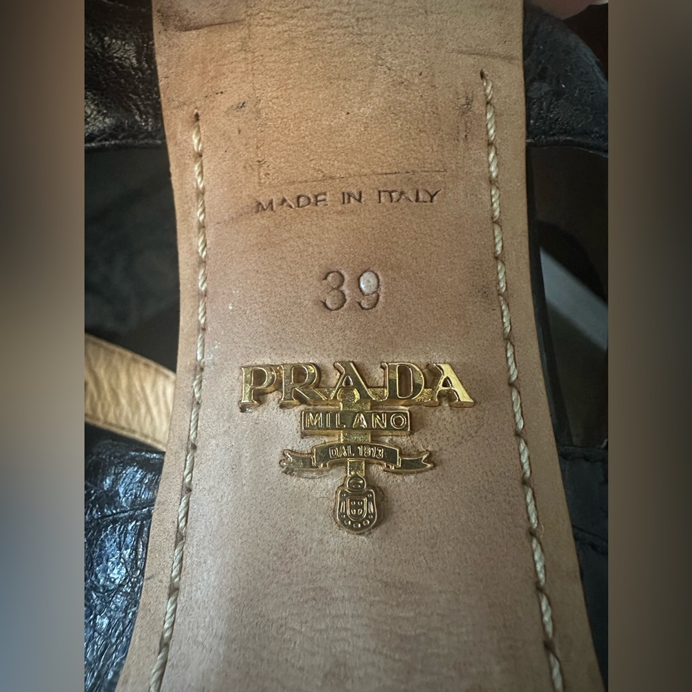 Prada Black Strappy Wedge Heels - Picture 12 of 16